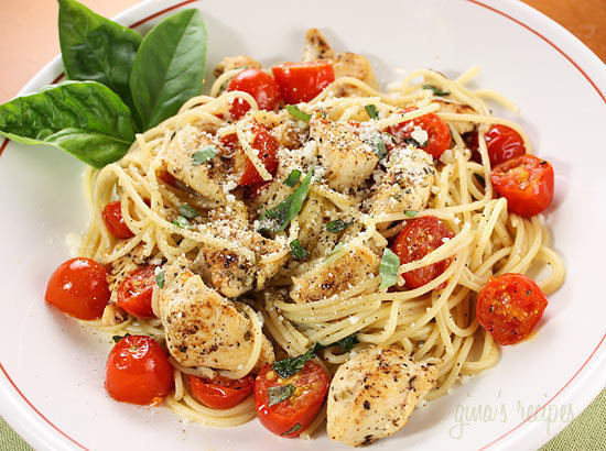 Spaghetti with Sauteed Chicken & Grape Tomatoes of Emilia  - Recipefy