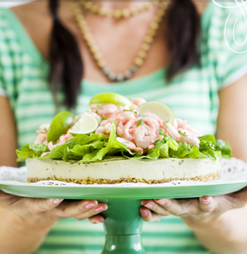 Tarta de queso al guacamole con gambas de Angel Romero - Recipefy