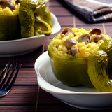 Bell-peppers-stuffed-with-mushroom-corn-rice-pilaf